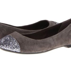 Sperry Top Sider Annabelle Glitter Cap Toe Ballet Flat Shoes Grey Suede size 7